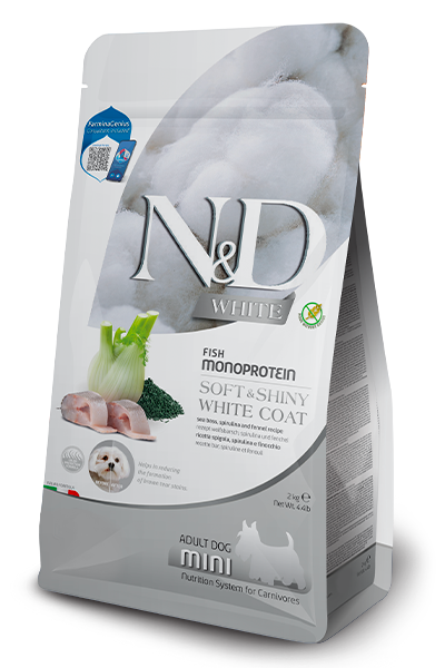 N&D White Dog Adult Mini - Brancin, spirulina i komorač 2kg