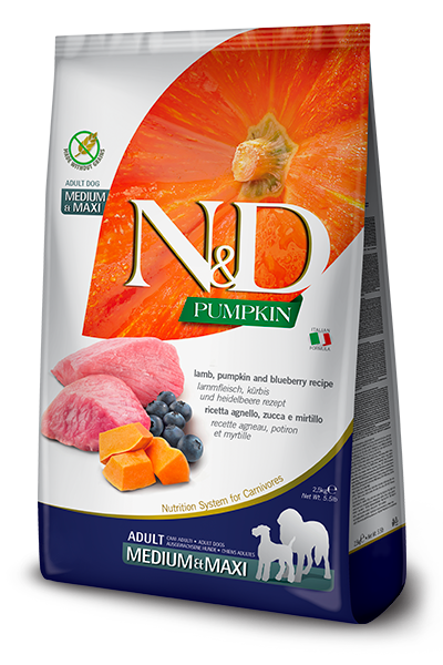 N&D Pumpkin Adult Medium/Maxi - Jagnjetina, borovnica i bundeva 2,5kg